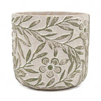 Set of 2 Cement Planters with Floral Motif – 2 Designs