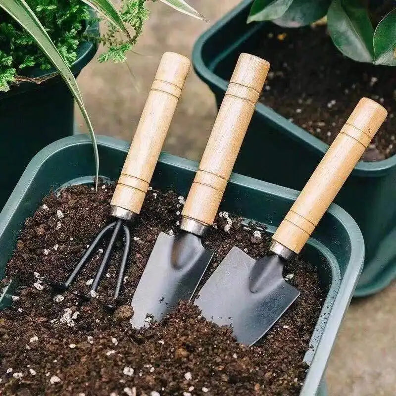 3-Piece Mini Gardening Tool Set – Shovel, Rake & Trowel