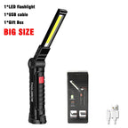 LED COB Flashlight USB Rechargeable Torch Inspection Lamp with Magnetic，Hook 360° Rotatable Light Outdoor Emergency Working Lamp