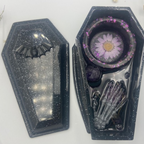 Resin Coffin Tea Light & Incense Holders with Rose Quartz & Amethyst