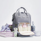 Modern Quilted Diaper Bag Backpack – 13 Compartments, USB Port, Waterproof