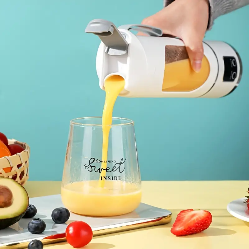 Portable USB Rechargeable Juice Blender Cup – 12-Blade with LED Display, 450ml