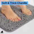 Chenille Bath Rug Mat – Soft Absorbent Non-Slip Bathroom Rug 24x17"