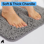 Chenille Bath Rug Mat – Soft Absorbent Non-Slip Bathroom Rug 24x17"