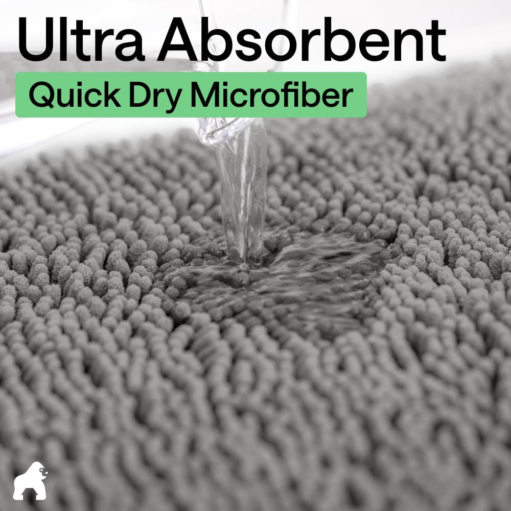 Chenille Bath Rug Mat – Soft Absorbent Non-Slip Bathroom Rug 24x17"