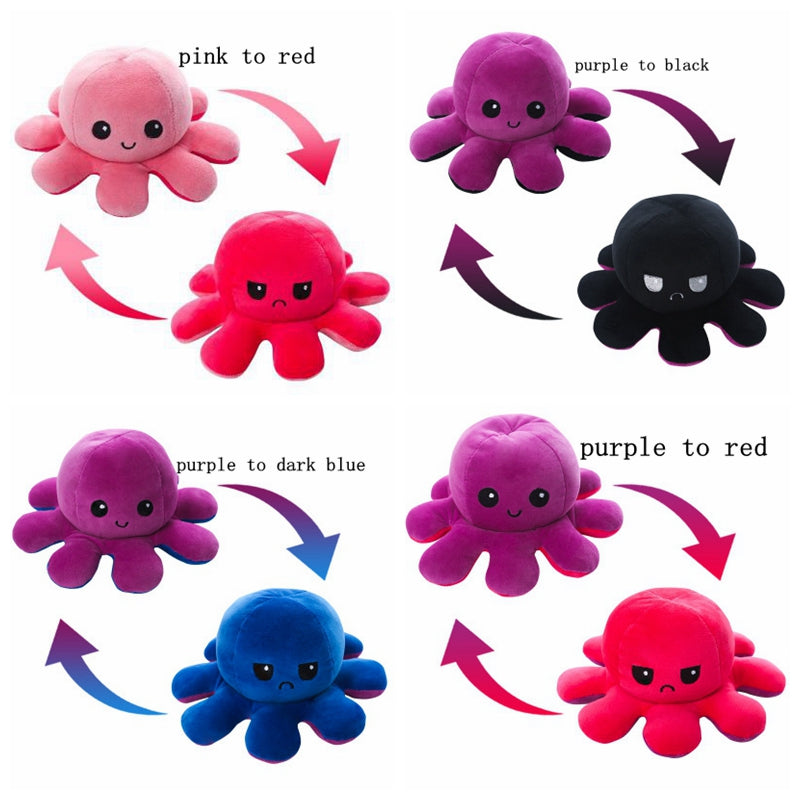Reversible Flip Octopus Stuffed Plush Toy – Mood Changing Sensory Doll