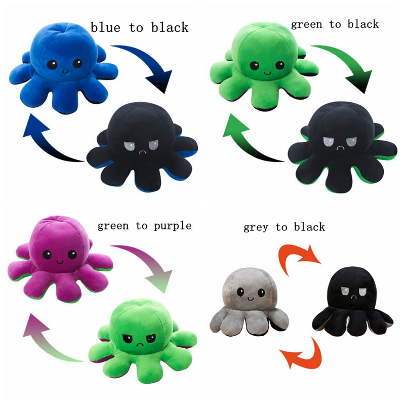 Reversible Flip Octopus Stuffed Plush Toy – Mood Changing Sensory Doll