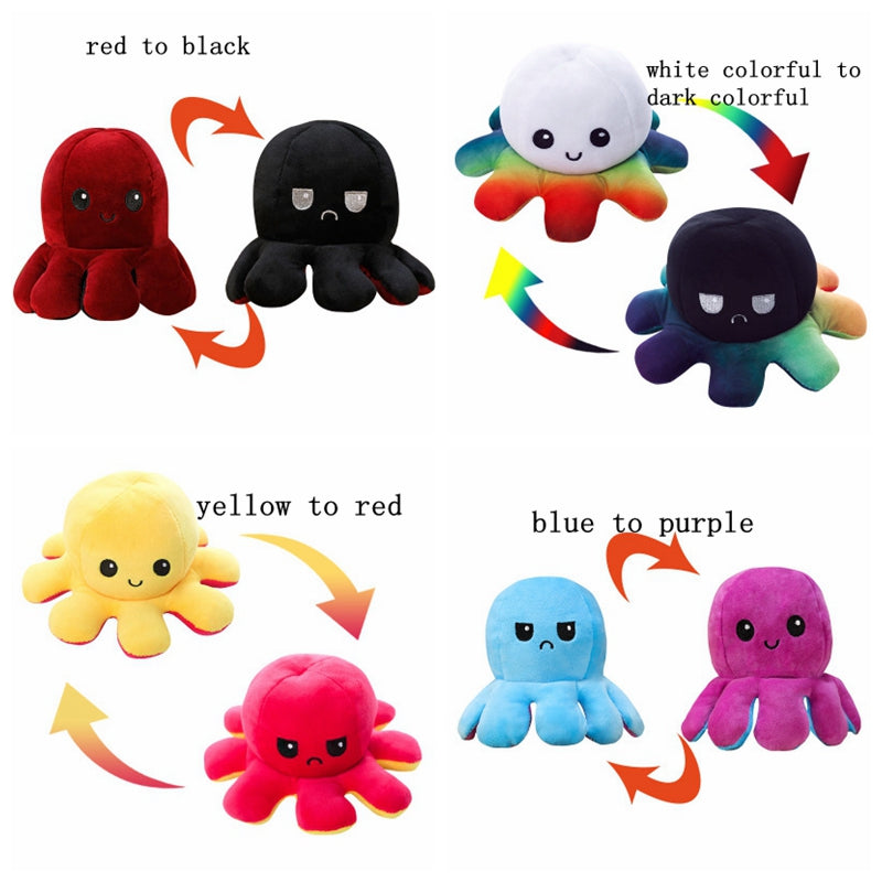 Reversible Flip Octopus Stuffed Plush Toy – Mood Changing Sensory Doll