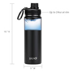 DRINCO 22oz Stainless Steel Sport Water Bottle – Insulated, BPA Free – Black