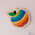 QToys Wooden Apple Puzzle — Rainbow Raised Tray Puzzle for Toddlers