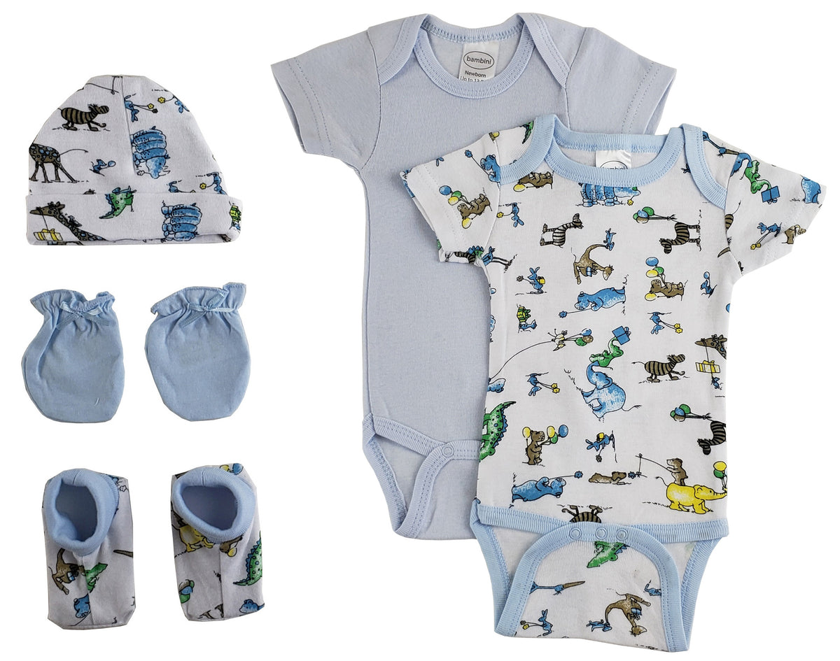 Newborn Baby Boys 5-Piece Layette Baby Shower Gift Set – 100% Soft Cotton
