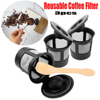 3-Pack Reusable K-Cup Coffee Filter Pods with Bonus Spoon