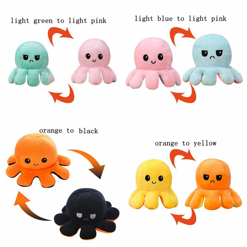 Reversible Flip Octopus Stuffed Plush Toy – Mood Changing Sensory Doll