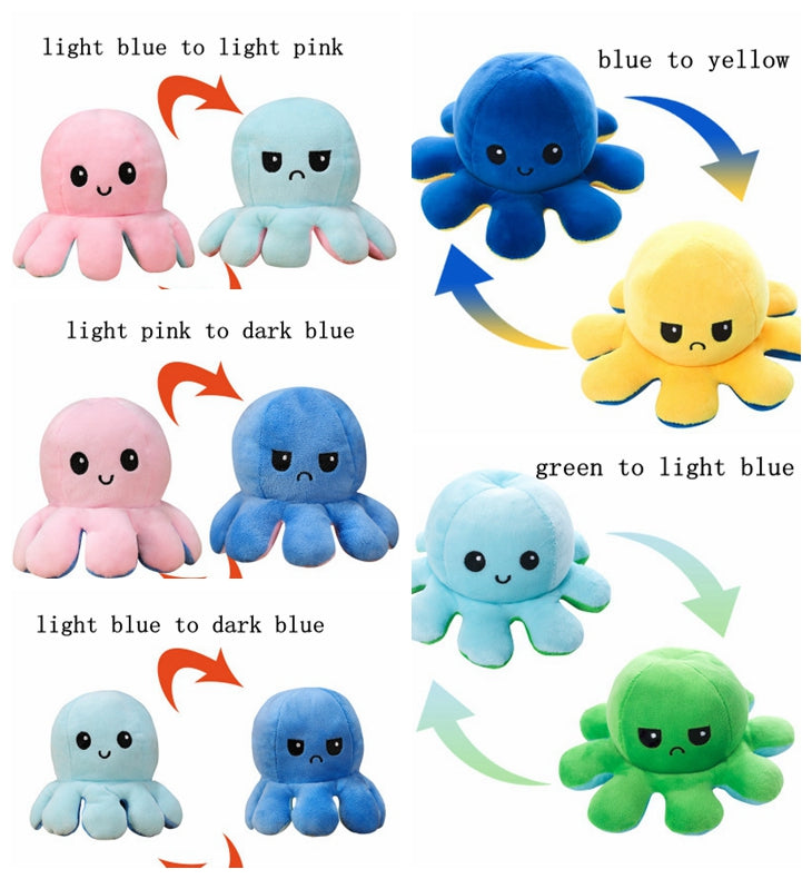 Reversible Flip Octopus Stuffed Plush Toy – Mood Changing Sensory Doll