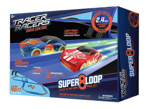 Super 8 Loop Glow in the Dark R/C Slot Racing Track — 46ft