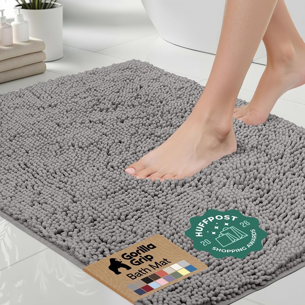 Chenille Bath Rug Mat – Soft Absorbent Non-Slip Bathroom Rug 24x17"