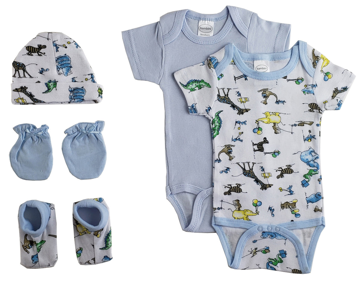 Newborn Baby Boys 5-Piece Layette Baby Shower Gift Set – 100% Soft Cotton