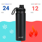 DRINCO 22oz Stainless Steel Sport Water Bottle – Insulated, BPA Free – Black