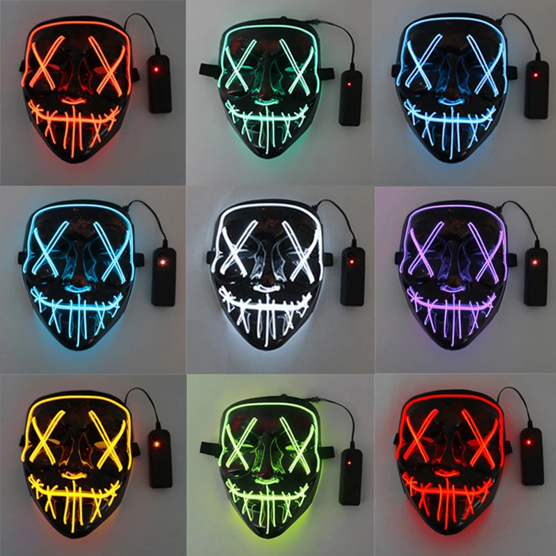 Halloween Neon LED Glow Mask – EL Cold Light Cosplay Party Mask