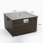 Outdoor Square Gas Fire Pit Table – 40,000 BTU Dark Brown Wicker, 32" Propane Fire Table
