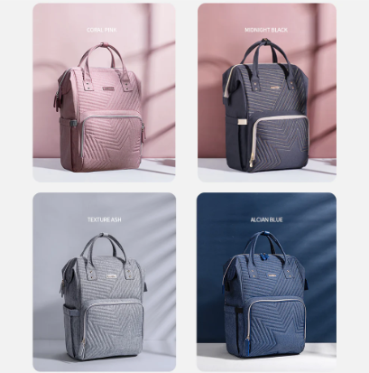 Modern Quilted Diaper Bag Backpack – 13 Compartments, USB Port, Waterproof