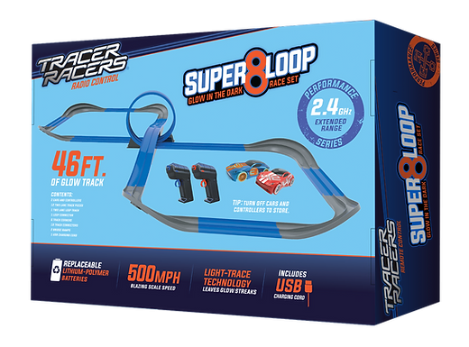 Super 8 Loop Glow in the Dark R/C Slot Racing Track — 46ft