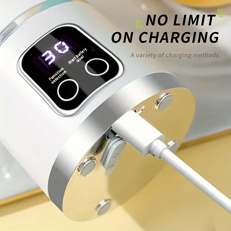 Portable USB Rechargeable Juice Blender Cup – 12-Blade with LED Display, 450ml