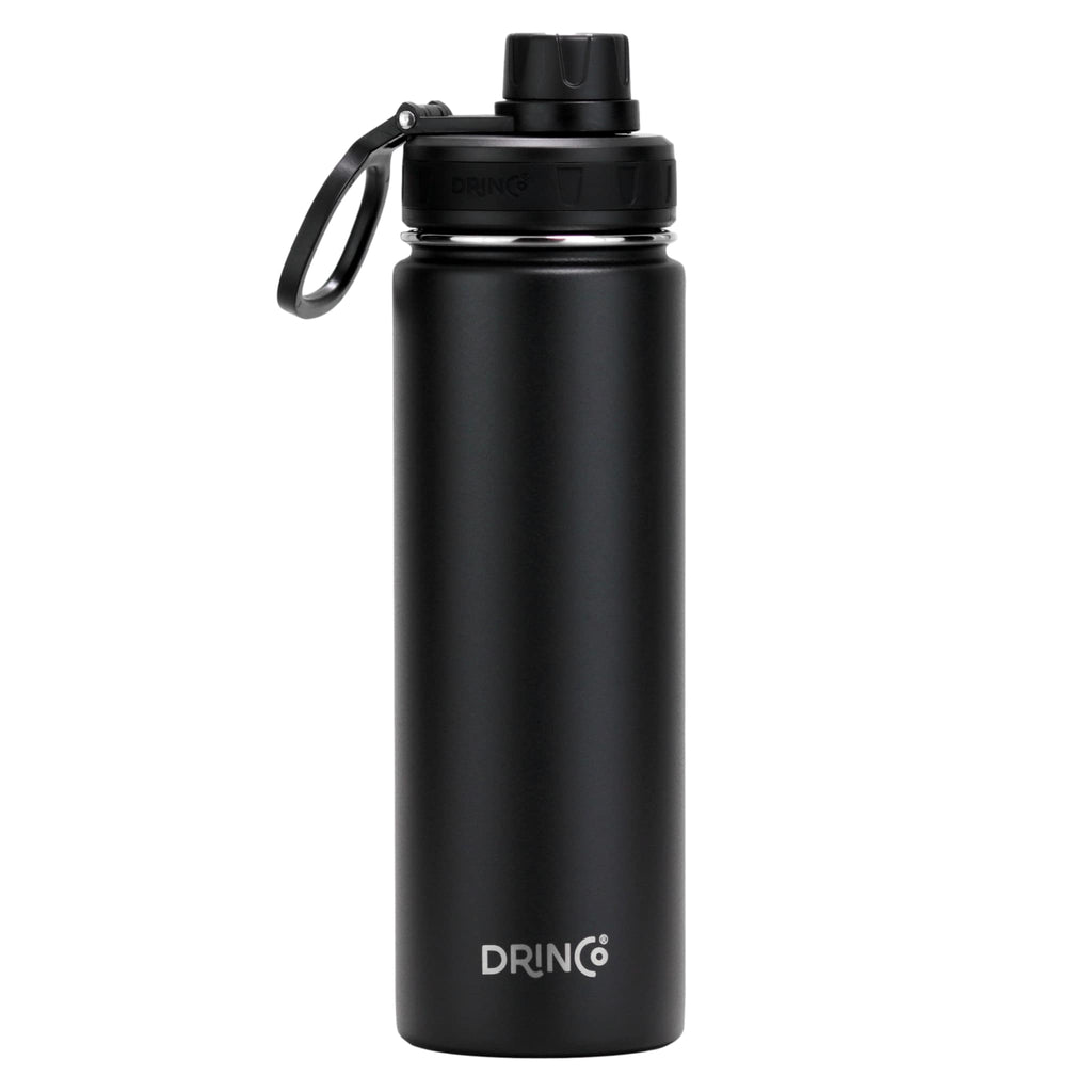 DRINCO 22oz Stainless Steel Sport Water Bottle – Insulated, BPA Free – Black