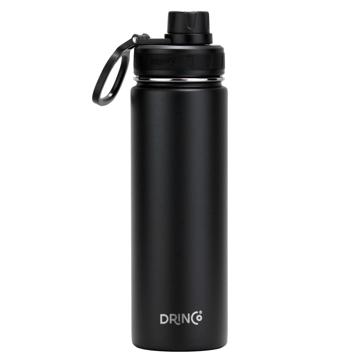 DRINCO 22oz Stainless Steel Sport Water Bottle – Insulated, BPA Free – Black