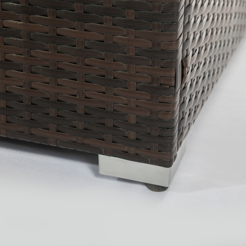 Outdoor Square Gas Fire Pit Table – 40,000 BTU Dark Brown Wicker, 32" Propane Fire Table