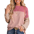 Women's Color Block Long Sleeve Knit Pullover Top