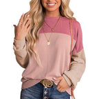 Women's Color Block Long Sleeve Knit Pullover Top