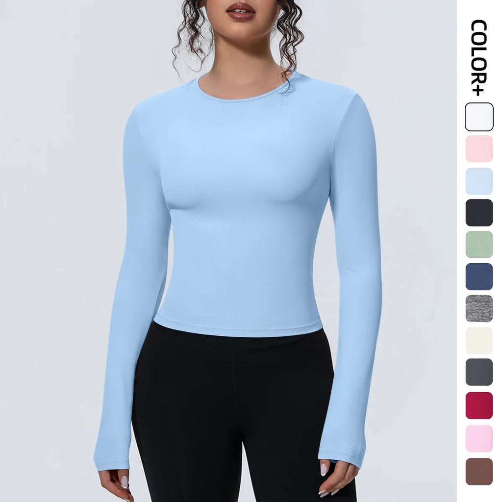 Women's Long Sleeve Yoga & Gym Top – Slim Fit Breathable Workout Shirt for Running & Fitness
