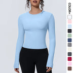 Women's Long Sleeve Yoga & Gym Top – Slim Fit Breathable Workout Shirt for Running & Fitness