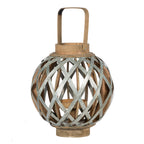 Silver Iron Cage Garden Lantern with Glass Votive Holder – 12.8" Tall