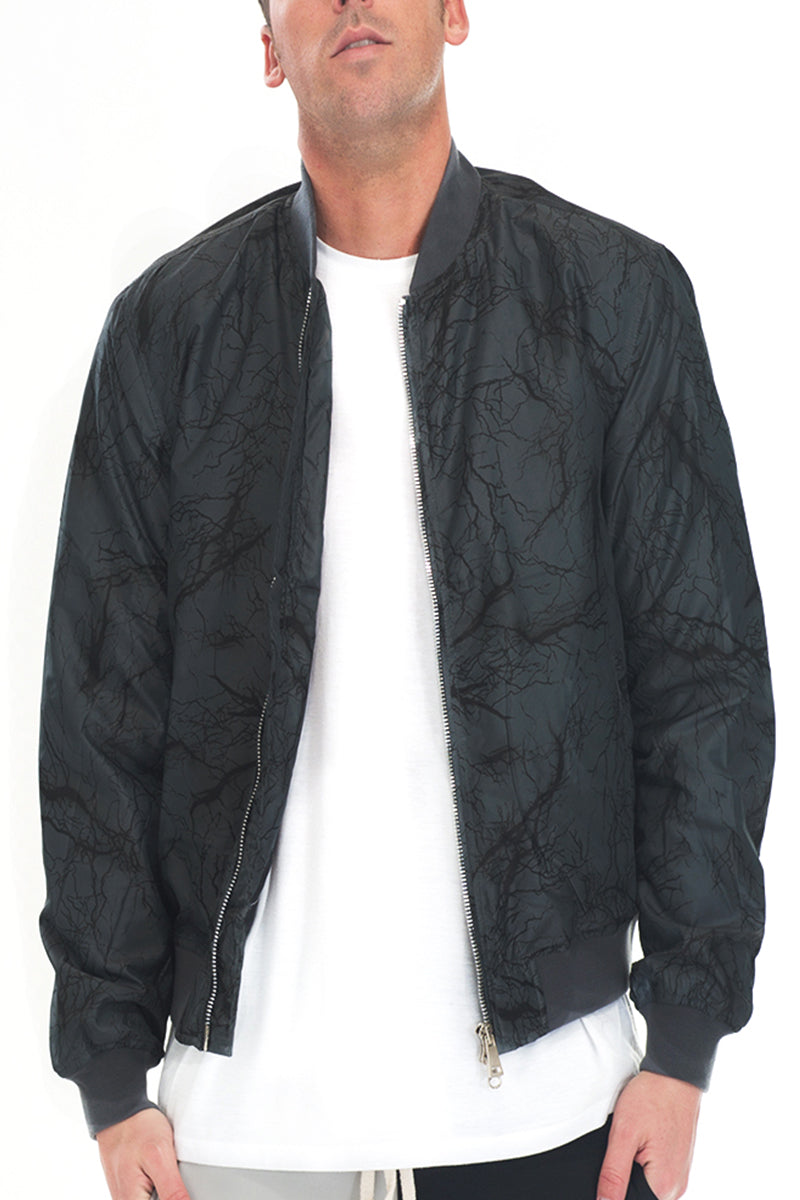 Men's Bolt Print Bomber Jacket – Windbreaker, Zip Closure, S–2XL
