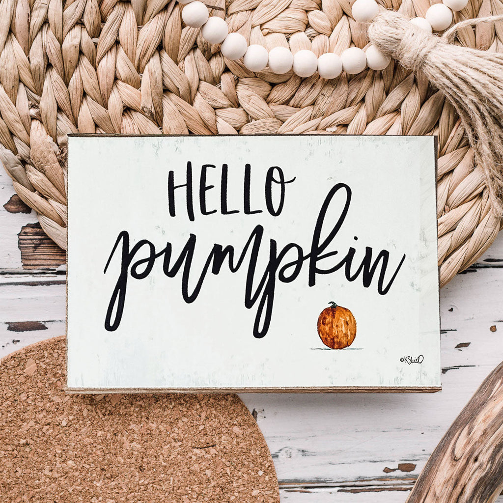 Hello Pumpkin Rustic Wooden Wall Sign – Fall Farmhouse Home Decor, 8"x12"