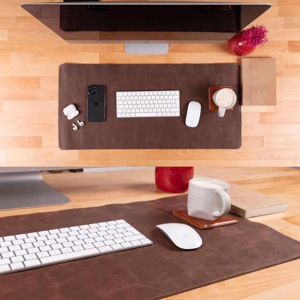 Rawlins Genuine Leather Desk Pad – Large Non-Slip Mouse & Keyboard Mat