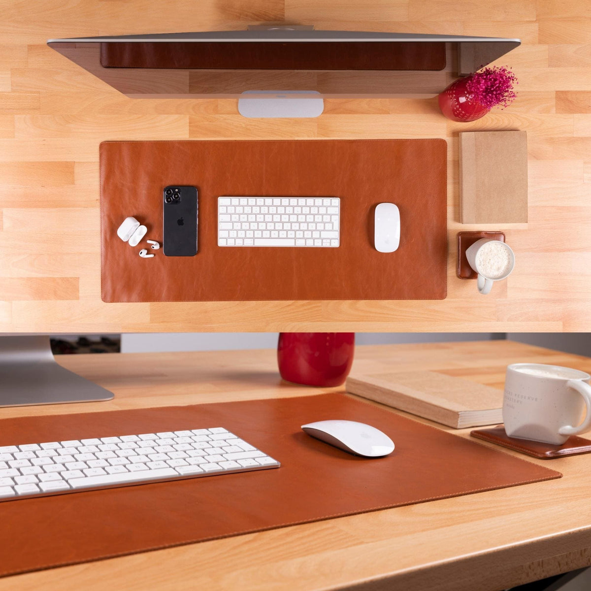 Rawlins Genuine Leather Desk Pad – Large Non-Slip Mouse & Keyboard Mat
