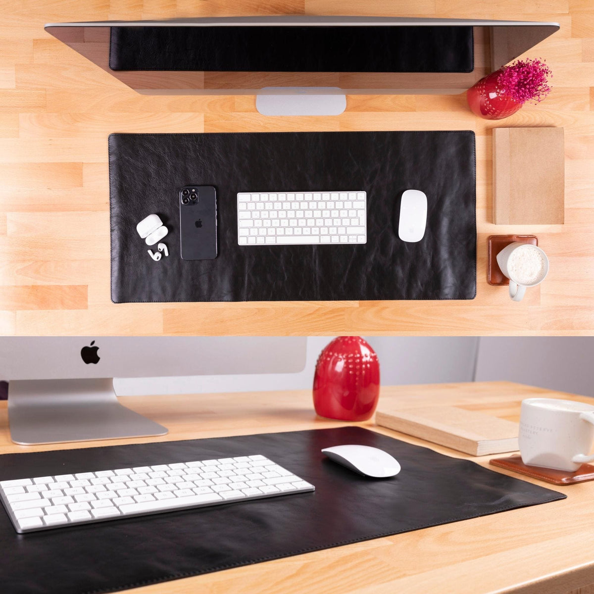 Rawlins Genuine Leather Desk Pad – Large Non-Slip Mouse & Keyboard Mat