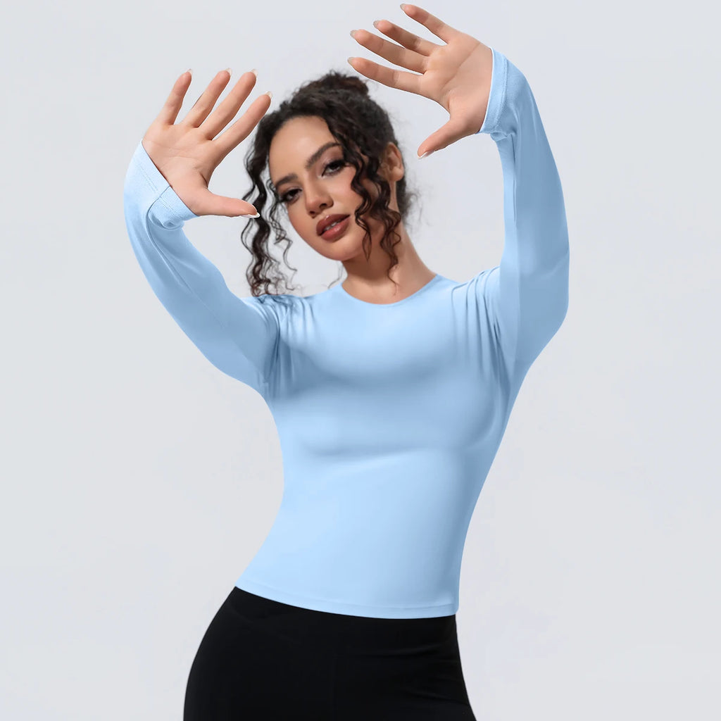 Women's Long Sleeve Yoga & Gym Top – Slim Fit Breathable Workout Shirt for Running & Fitness