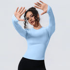 Women's Long Sleeve Yoga & Gym Top – Slim Fit Breathable Workout Shirt for Running & Fitness