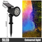 9 LED RGB Solar Spot Lights Outdoor – IP65 Waterproof Color-Changing Landscape Lights
