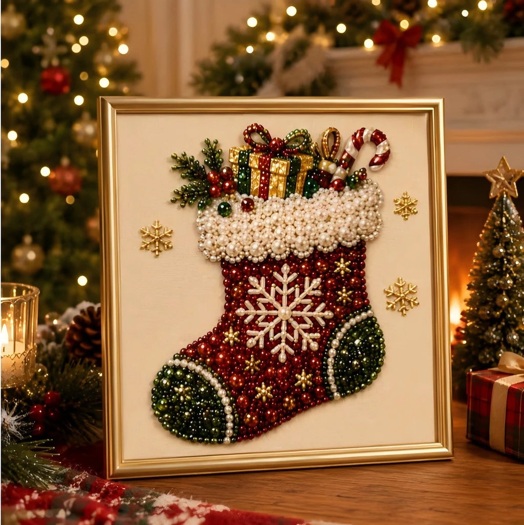 Santa Claus Pearl Diamond Painting Art Kit DIY Hand Painting Christmas Decorative Picture of Festive Atmosphere Gifts