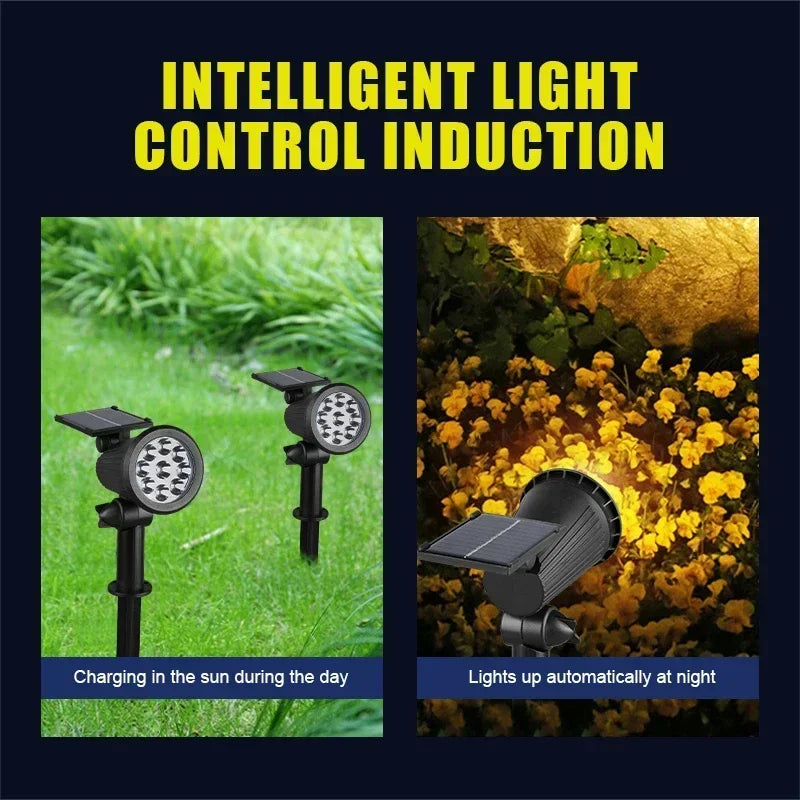 9 LED RGB Solar Spot Lights Outdoor – IP65 Waterproof Color-Changing Landscape Lights