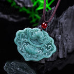 Real Burmese A Emerald Jade Blue Water Ruyi Lotus Pendant Amulets Natural Emerald Jewelry Gifts Certificate Sweater Chain Women