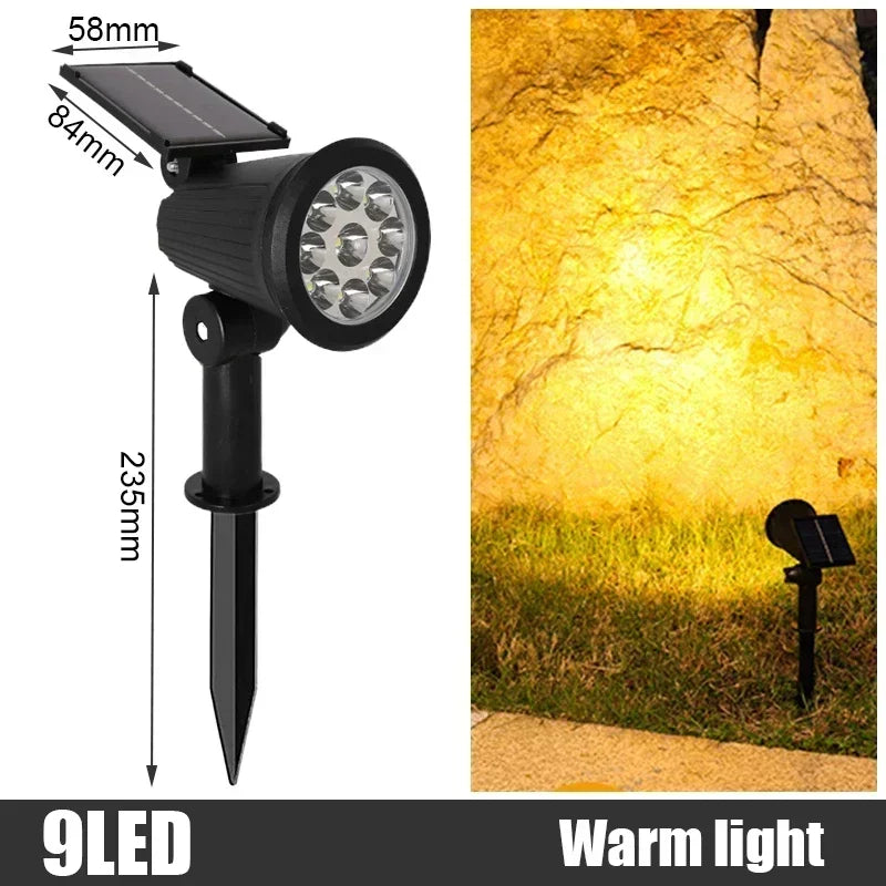 9 LED RGB Solar Spot Lights Outdoor – IP65 Waterproof Color-Changing Landscape Lights