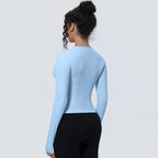 Women's Long Sleeve Yoga & Gym Top – Slim Fit Breathable Workout Shirt for Running & Fitness