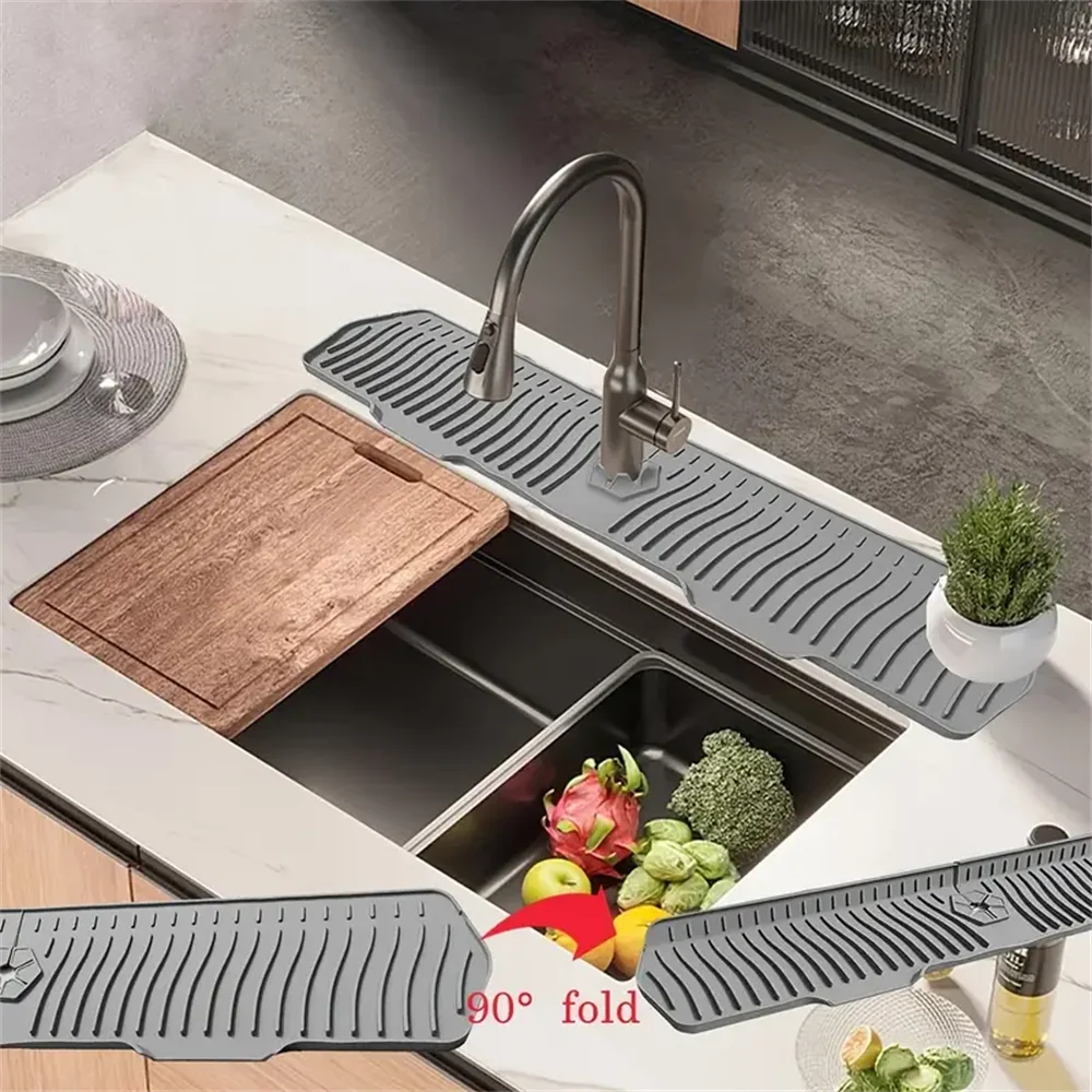 Extra Large Silicone Dish Drying Mat - Non-Slip,Foldable, Water Splash Guard,Easy Clean,Space-Saving,Kitchen Sink Splash Guard