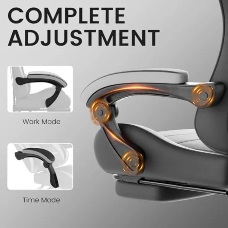 Ergonomic Gaming Office Chair with Footrest, Racing Design in Black for Enhanced Comfort and Support